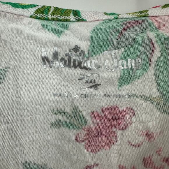 Matilda Jane Size‎ XXL Tank Top Criss Cross Back White Pink Floral Print Crochet - Picture 4 of 4